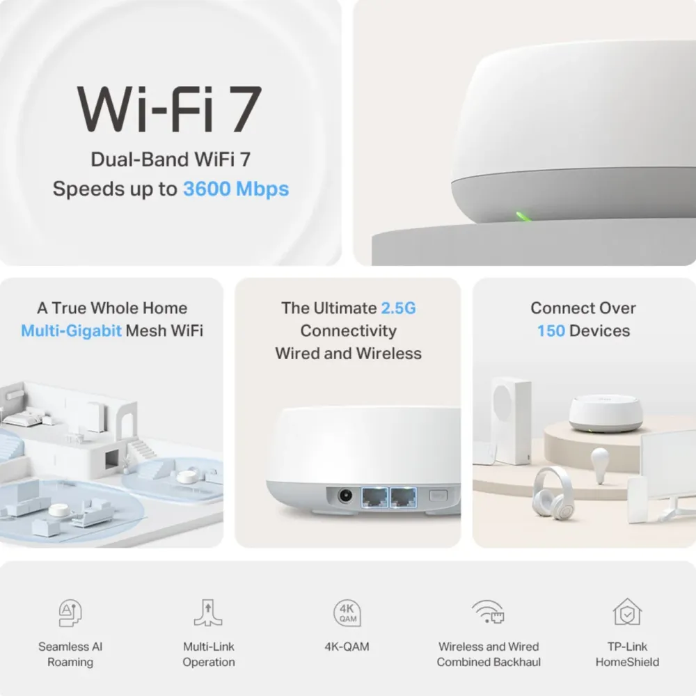 TP-Link Mesh|Wifi-Routere|Deco BE25 Mesh-node med Wifi 7 BE3600 1-pack