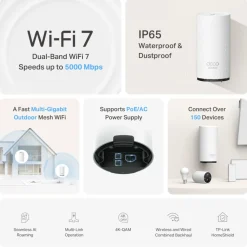 TP-Link Wifi-Routere|Mobilt Bredbånd Og Rutere|Deco BE25 Outdoor Mesh Wi-Fi 7-ruter BE3600