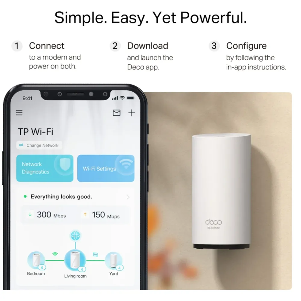 TP-Link Wifi-Routere|Mobilt Bredbånd Og Rutere|Deco BE25 Outdoor Mesh Wi-Fi 7-ruter BE3600