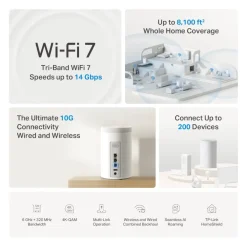 TP-Link Mesh|Wifi-Routere|Deco BE68 wifi 7-meshsystem BE14000 med 10G-port 1-pack