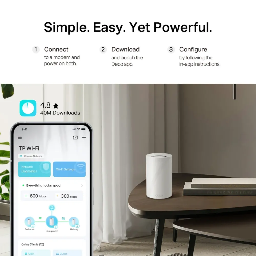 TP-Link Mesh|Wifi-Routere|Deco BE68 wifi 7-meshsystem BE14000 med 10G-port 1-pack