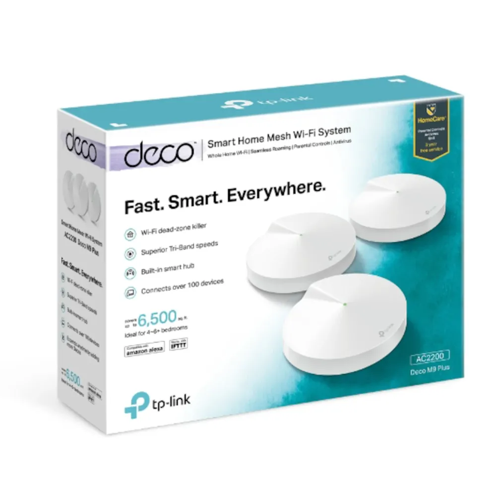 TP-Link Mesh|Wifi-Routere|Deco M9 Plus Mesh-system AC2200 3-pk.