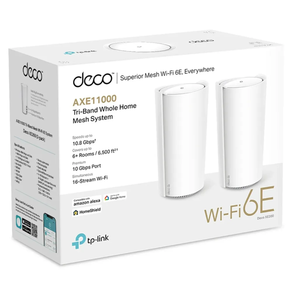 TP-Link Mesh|Wifi-Routere|Deco XE200 Mesh-system med Wifi 6E AXE11000 2-pk.