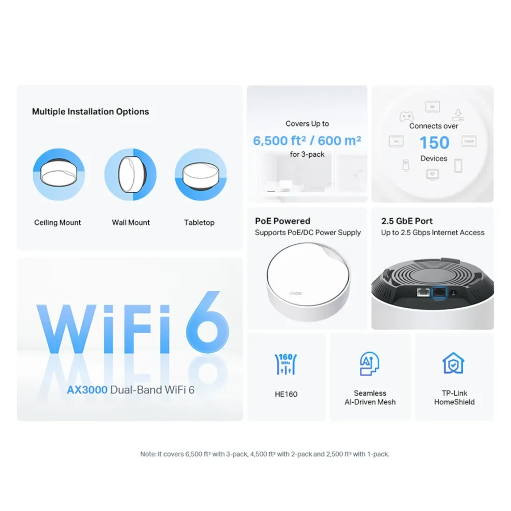 TP-Link Mesh|Wifi-Routere|Deco X50-PoE AX3000 3-pk.