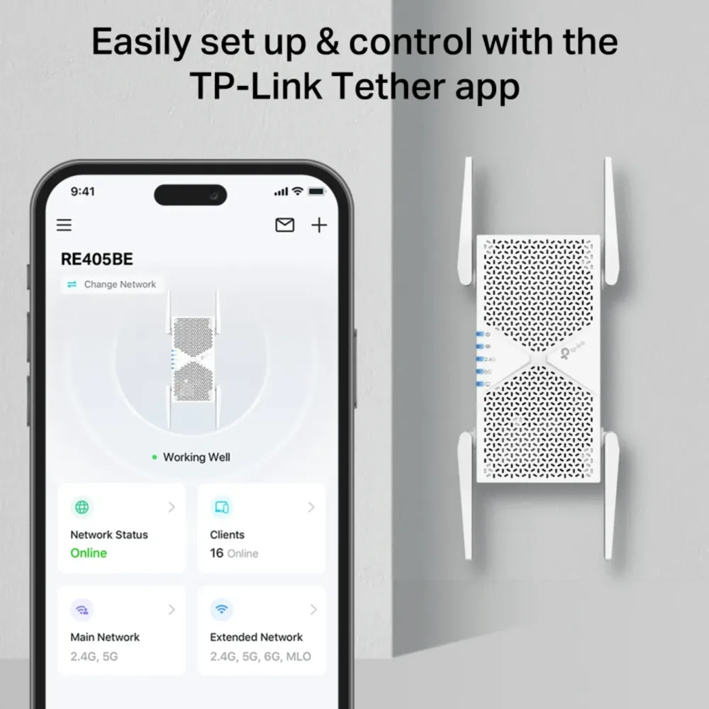 TP-Link Wifi-Forsterker|RE405BE Wi-Fi 7-repeater BE6500 BE6500