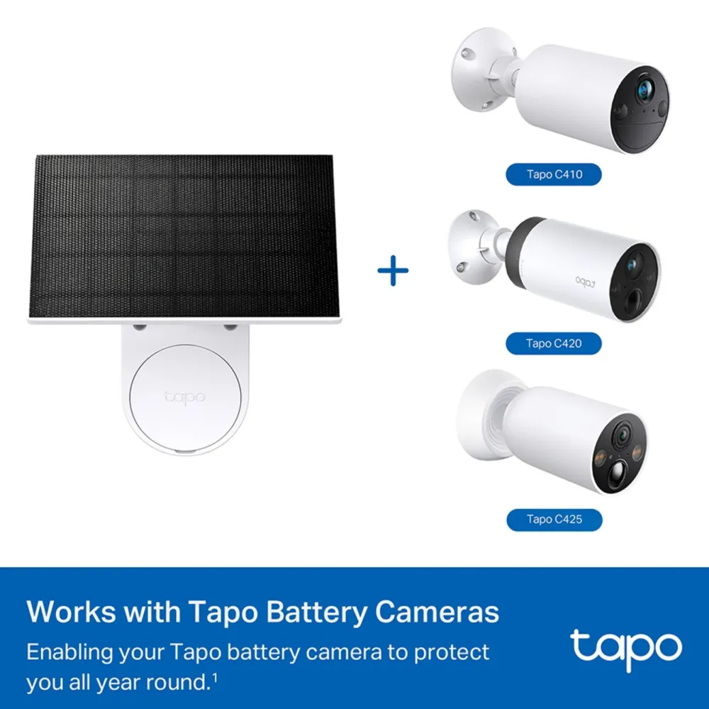 TP-Link Biltilbehør|Batterier|Tapo A201 – Solcellepanel for overvåkningskamera