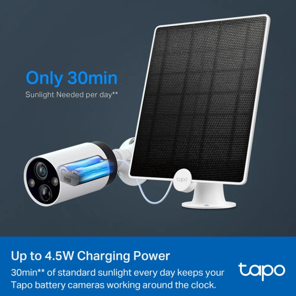 TP-Link Kameraovervåking|Tapo A200 Solpanel for overvåkingskamera
