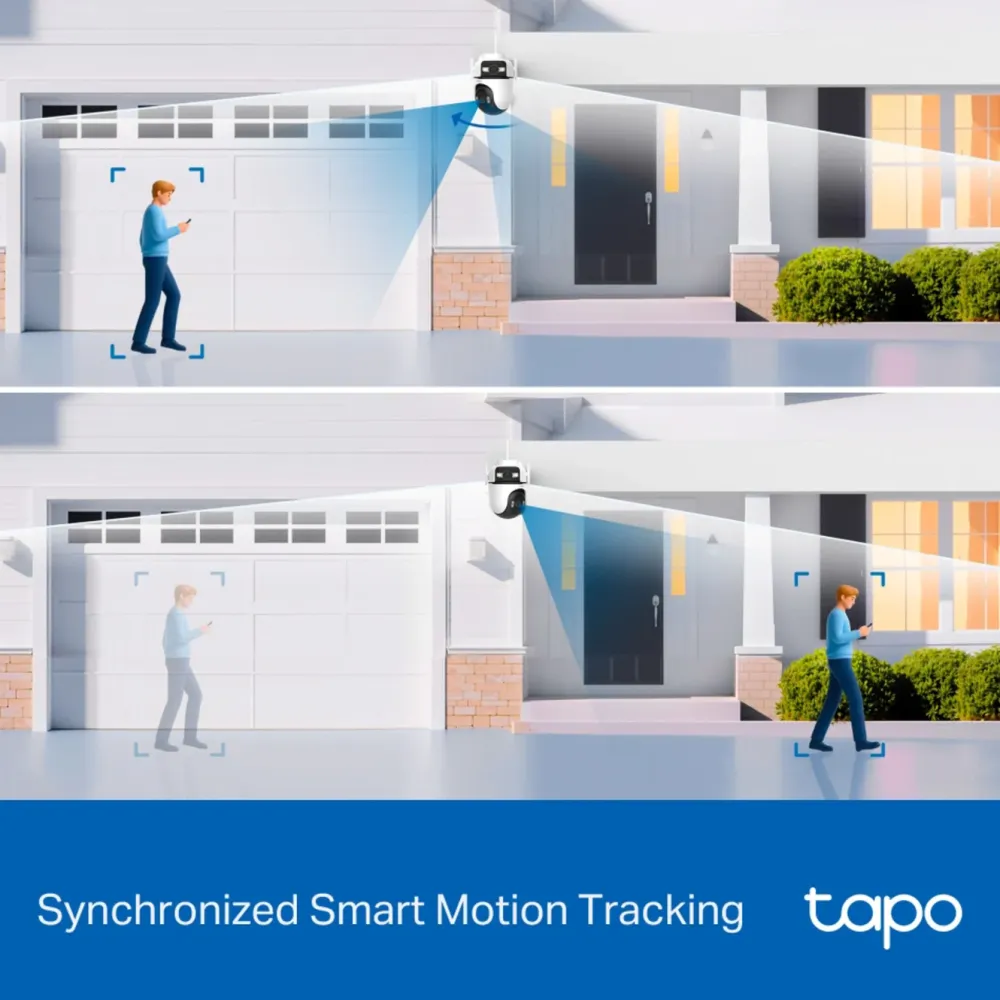TP-Link Alarmsystemer|Skimmingsbeskyttelse|Tapo C545D Overvåkingskamera med doble linser 2K, IP66, wifi