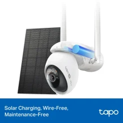 TP-Link Kameraovervåking|Tapo C665G Solcelledrevet 4K Pan/Tilt overvåkingskamera med Wi-Fi/4G