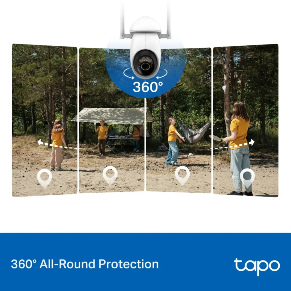 TP-Link Kameraovervåking|Tapo C665G Solcelledrevet 4K Pan/Tilt overvåkingskamera med Wi-Fi/4G