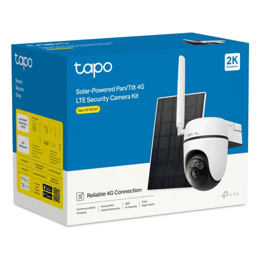 TP-Link Kameraovervåking|Tapo C615G Solcelledrevet 4G LTE Pan/Tilt overvåkingskamera
