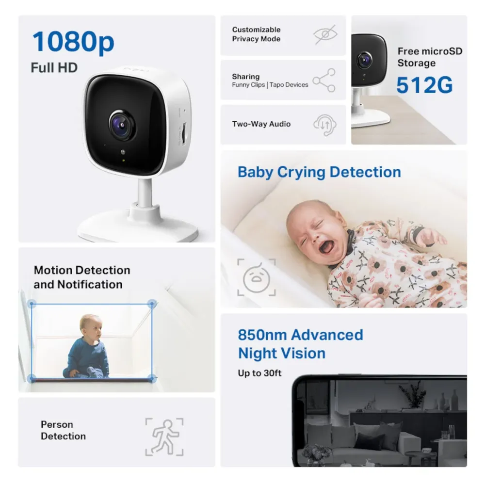 TP-Link Alarmsystemer|Skimmingsbeskyttelse|Tapo C100 Overvåkingskamera