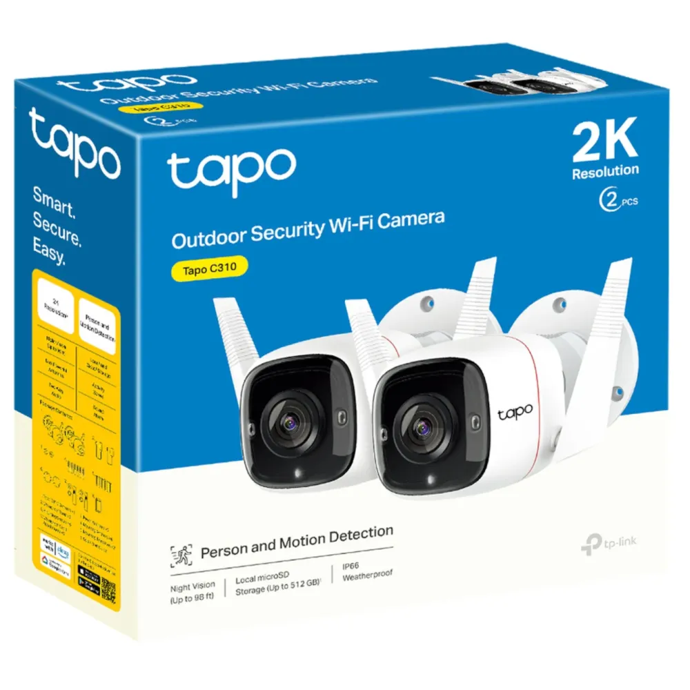 TP-Link Alarmsystemer|Skimmingsbeskyttelse|Tapo C310 Overvåkingskamera 2-pk.