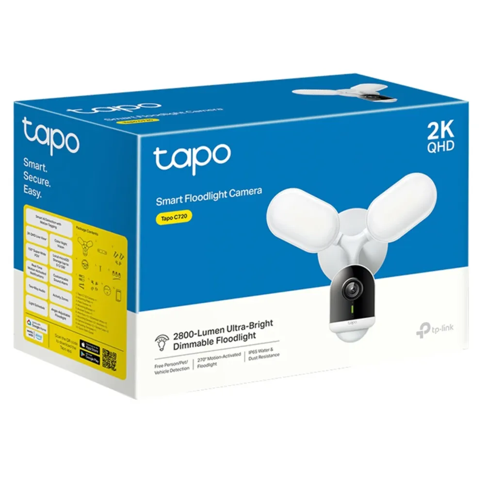 TP-Link Kameraovervåking|Tapo C720 Overvåkingskamera med lyskaster
