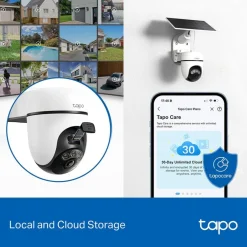 TP-Link Alarmsystemer|Skimmingsbeskyttelse|Tapo C610 Solcelledrevet Pan/Tilt overvåkingskamera