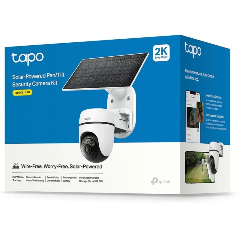 TP-Link Alarmsystemer|Skimmingsbeskyttelse|Tapo C610 Solcelledrevet Pan/Tilt overvåkingskamera