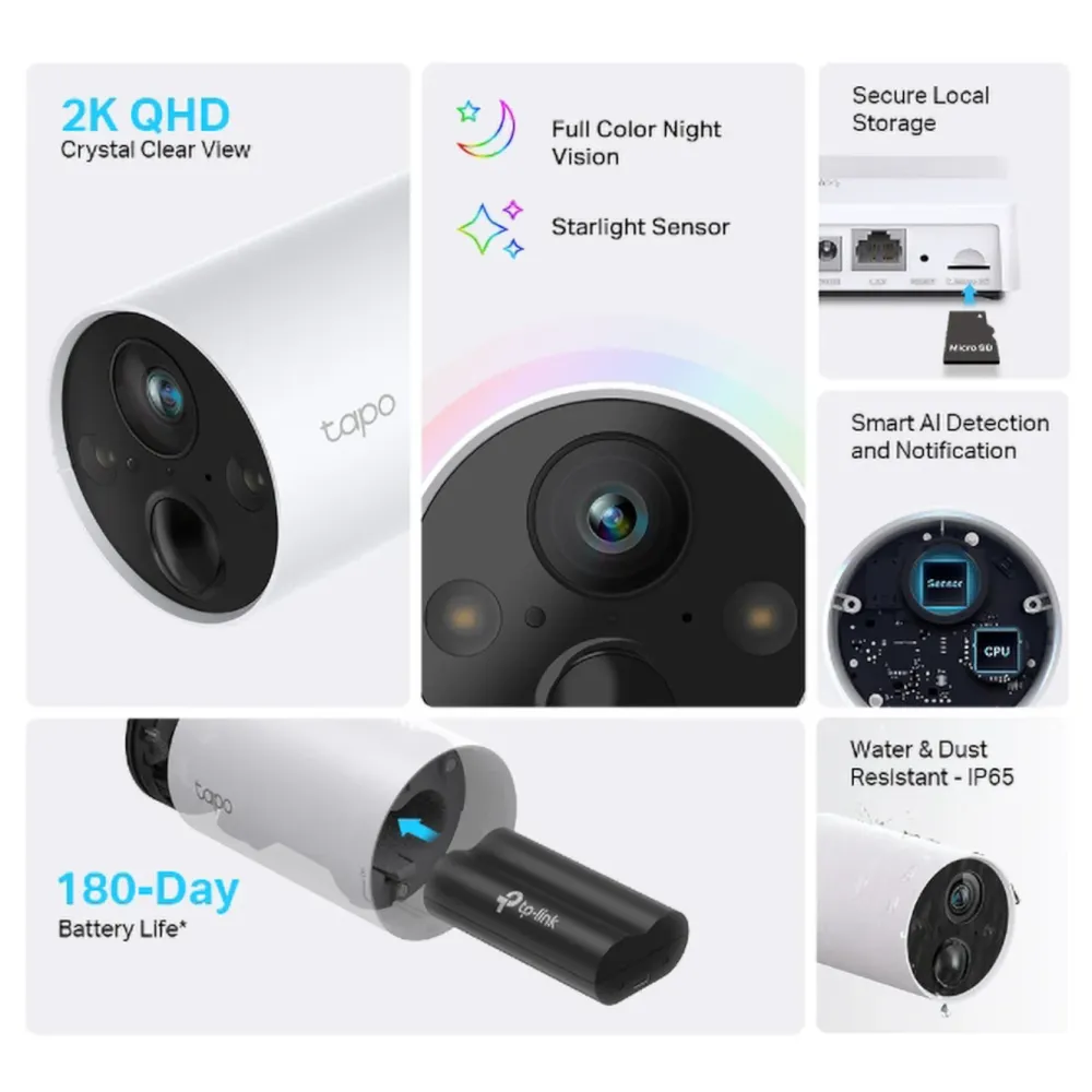 TP-Link Kameraovervåking|Tapo C420S2 Trådløst overvåkingskamera 2-pack