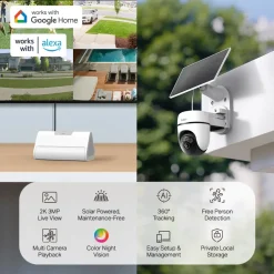 TP-Link Kameraovervåking|Tapo HB112 Solcelledrevet overvåkingskamera 2K pan/tilt 2-pk. Hvit