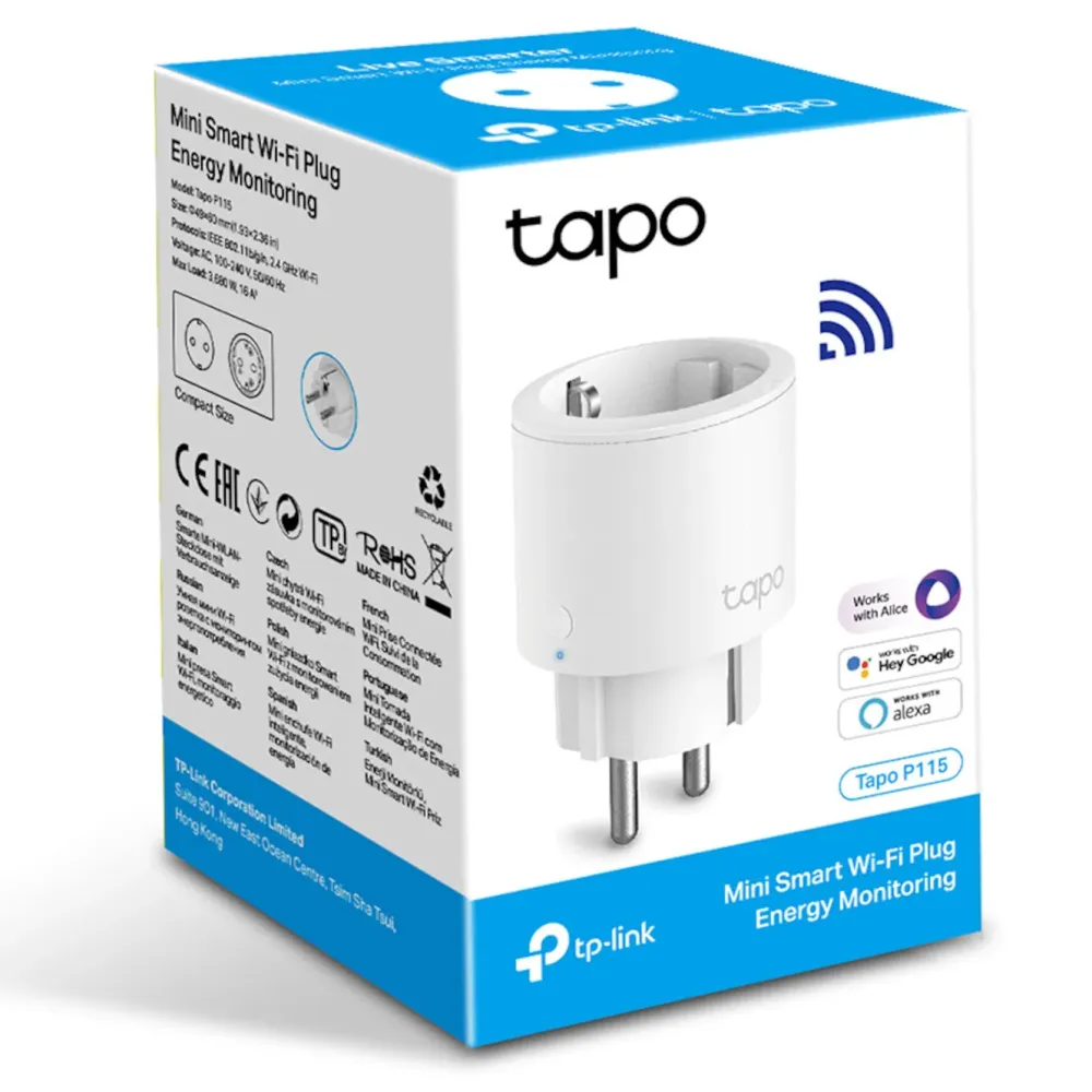TP-Link Sterkstrøm|Tapo P115 Smart Wifi-fjernstrømbryter med energimåling 1-pk.