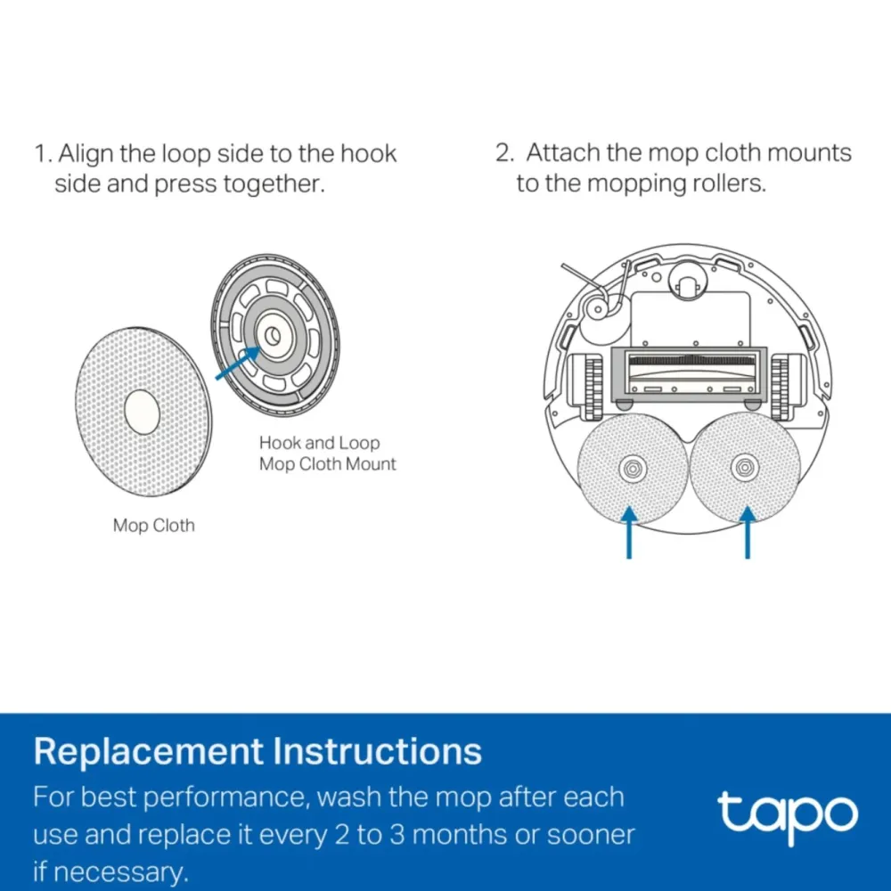 TP-Link Rengjøring|Robotstøvsuger|Tapo RVA310 moppekluter for robotstøvsuger 6-pk.