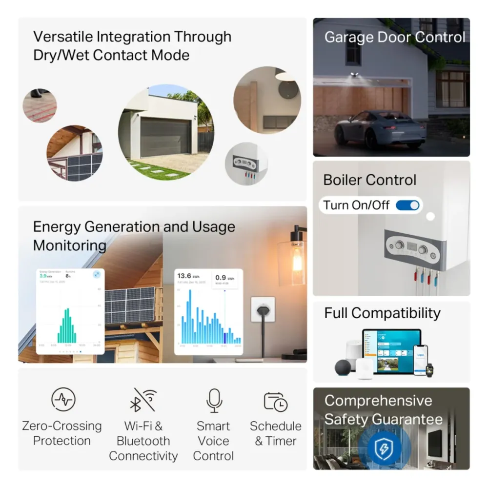 TP-Link Fjernstrømbryter|Smarte Sensorer|Tapo S110E Smart Switch-modul Wifi, Bluetooth, Matter