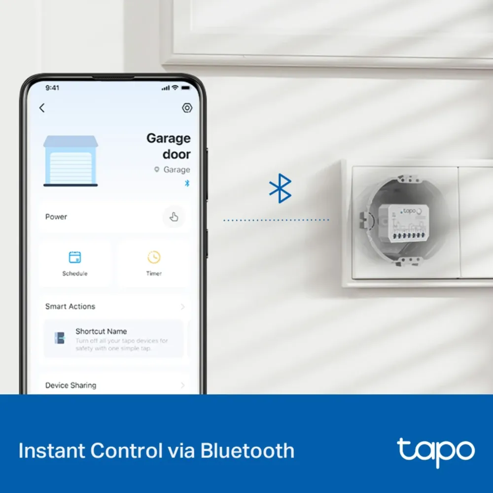 TP-Link Fjernstrømbryter|Smarte Sensorer|Tapo S110E Smart Switch-modul Wifi, Bluetooth, Matter