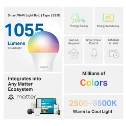 TP-Link Smart Belysning|Smart Belysning|Tapo Smart RGB LED-pære 1100 lumen E27