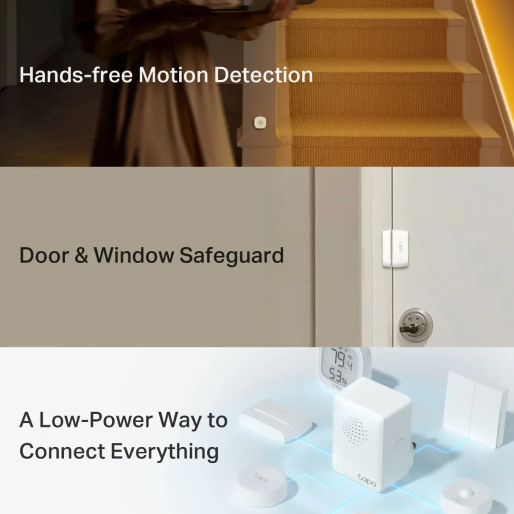 TP-Link Alarmsystemer|Smarte Sensorer|Tapo T30 KIT – Smarte sensorer for et tryggere og mer komfortabelt hjem