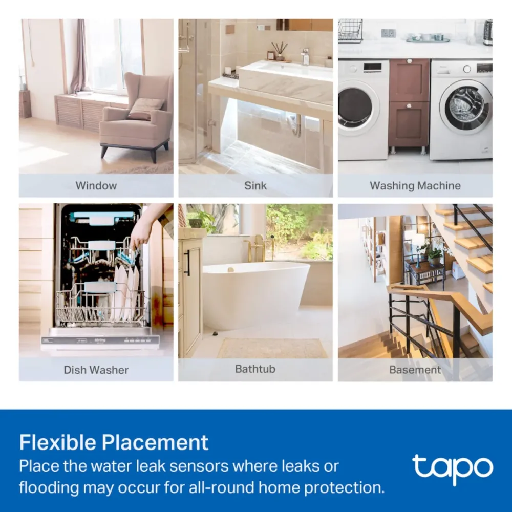 TP-Link Alarmsystemer|Skimmingsbeskyttelse|Tapo T300 Lekkasjedetektor