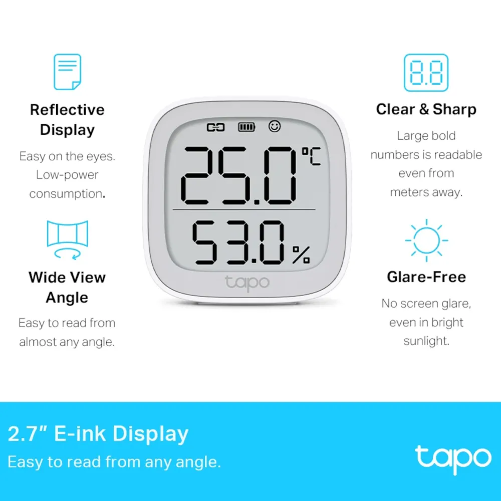 TP-Link Smarte Alarmer|Smarte Sensorer|Tapo T315 Smart termometer og hygrometer