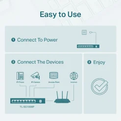 TP-Link Kablet Nettverk|TL-SG1008P PoE+-gigabitswitch 8 porter