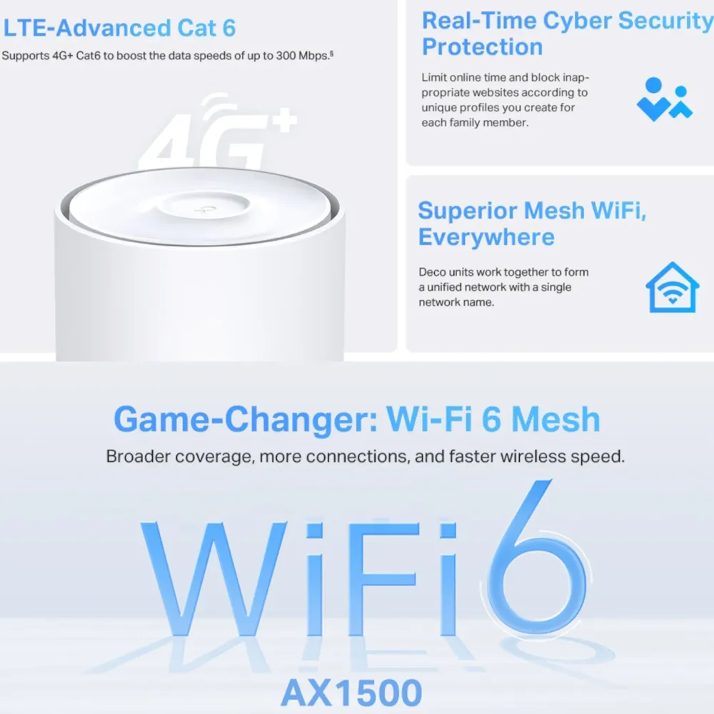 TP-Link Mesh|Mobilt Bredbånd Og Rutere|X10-4G 4G+-ruter AX1500