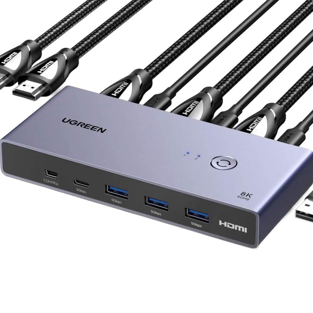 Ugreen Datatilbehør|Ergonomi|8K HDMI KVM-switch for 2 datamaskiner