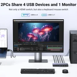 Ugreen Datatilbehør|Ergonomi|8K HDMI KVM-switch for 2 datamaskiner