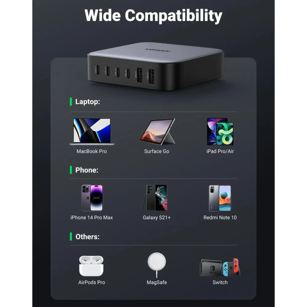 Ugreen Iphone-Tilbehør|Tilbehør Til Bærbar Pc|Kraftig Multilader 6 porter 200 W