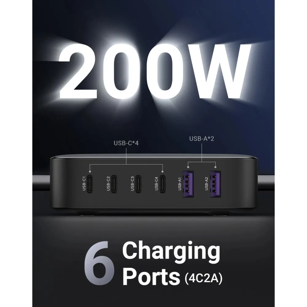Ugreen Iphone-Tilbehør|Tilbehør Til Bærbar Pc|Kraftig Multilader 6 porter 200 W