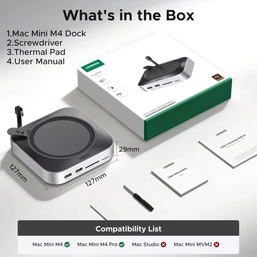 Ugreen Kabler Og Adaptere|Usb|Mac mini 11-i-1-dokkingsstasjon med SSD-plass
