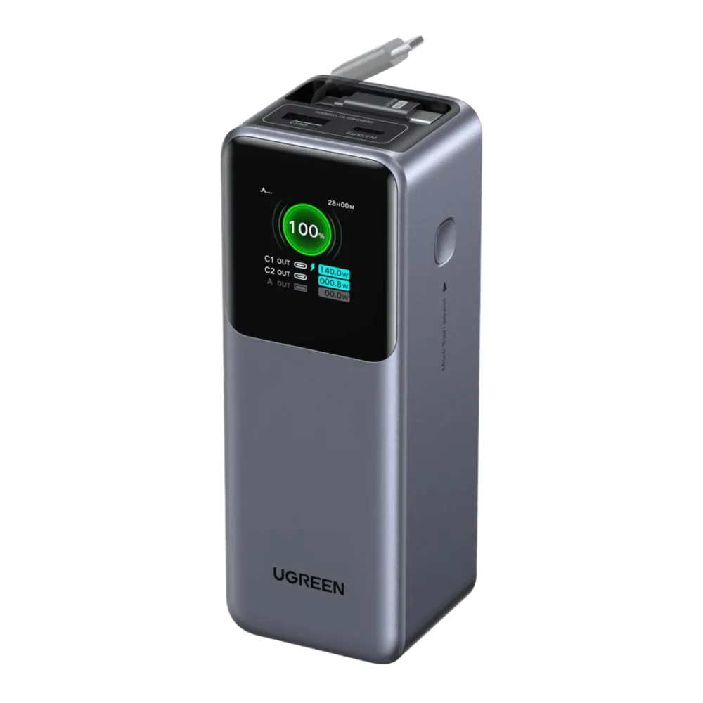 Ugreen Powerbank|Nexode powerbank 20 000 mAh 165 W med innebygd kabel