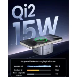 Ugreen Mobiltelefonladere|2-i-1 Ladestativ med QI2 15 W