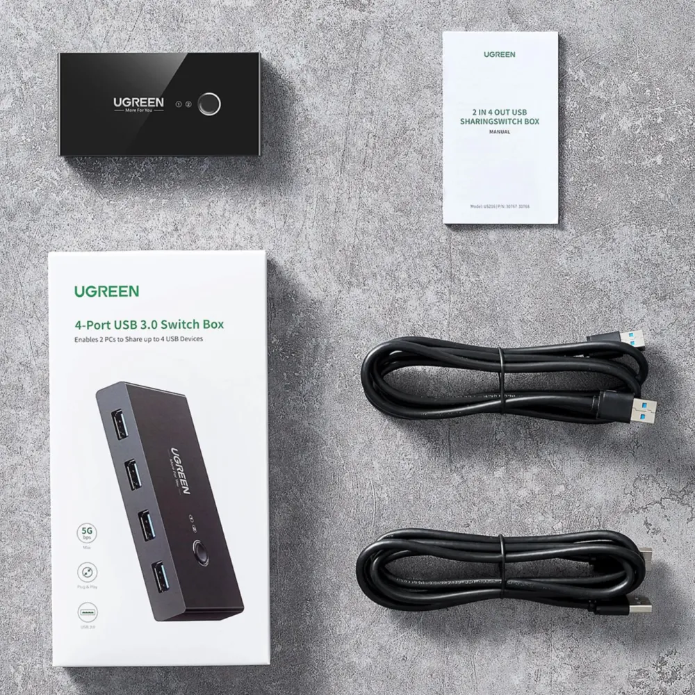 Ugreen Hdmi|Kabler Og Adaptere|USB 3.0-switch med 4 porter for to datamaskiner