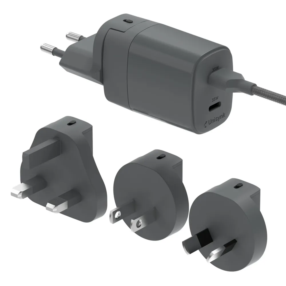 Unisynk Iphone-Tilbehør|Reiseeffekter|Kompakt 2-ports lader for reisen – 35 W