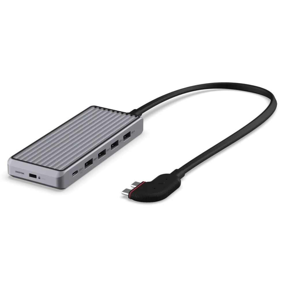 Unisynk Kabler Og Adaptere|Usb|10-ports USB-C-hub for doble skjermer for Mac Grå