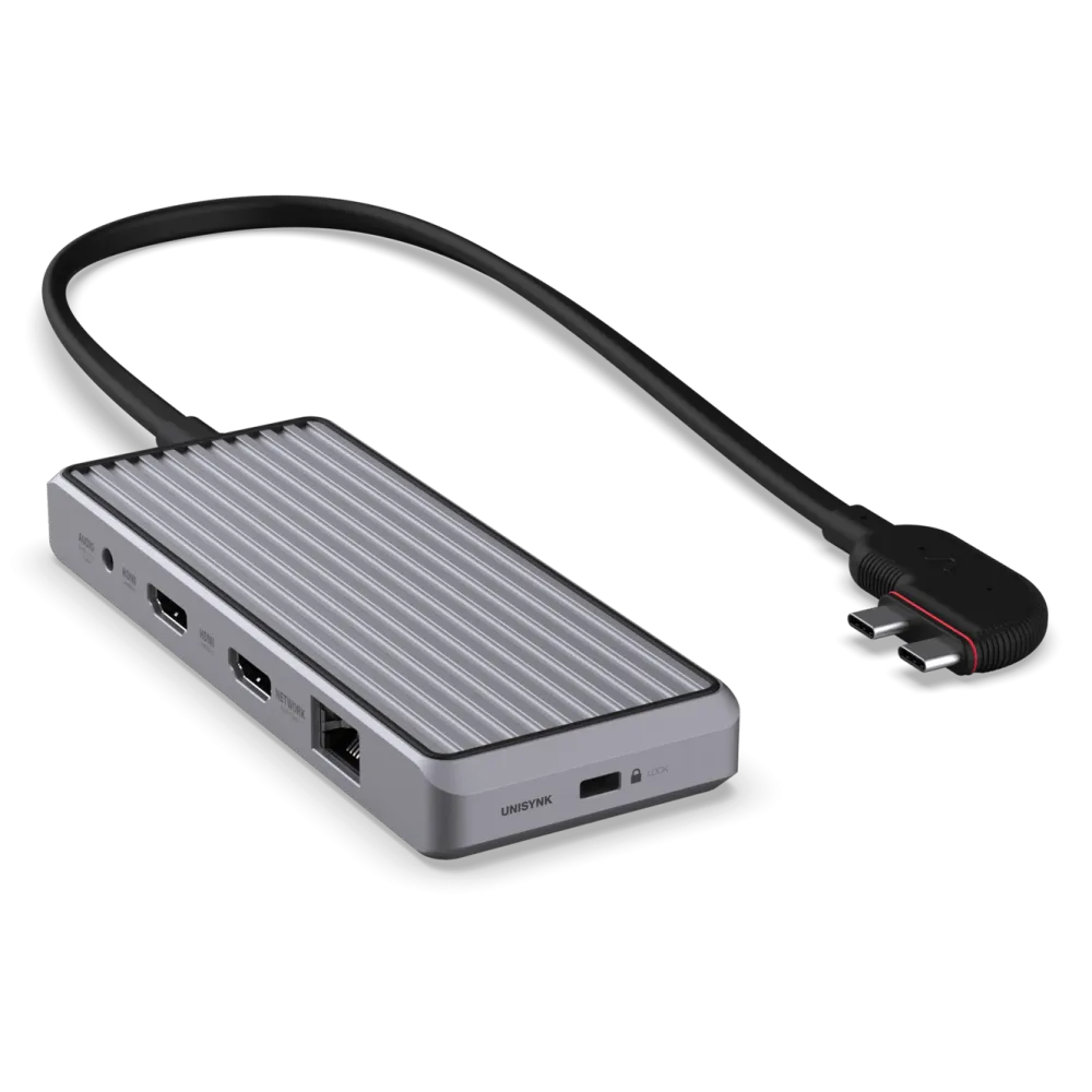 Unisynk Kabler Og Adaptere|Usb|10-ports USB-C-hub for doble skjermer for Mac Grå