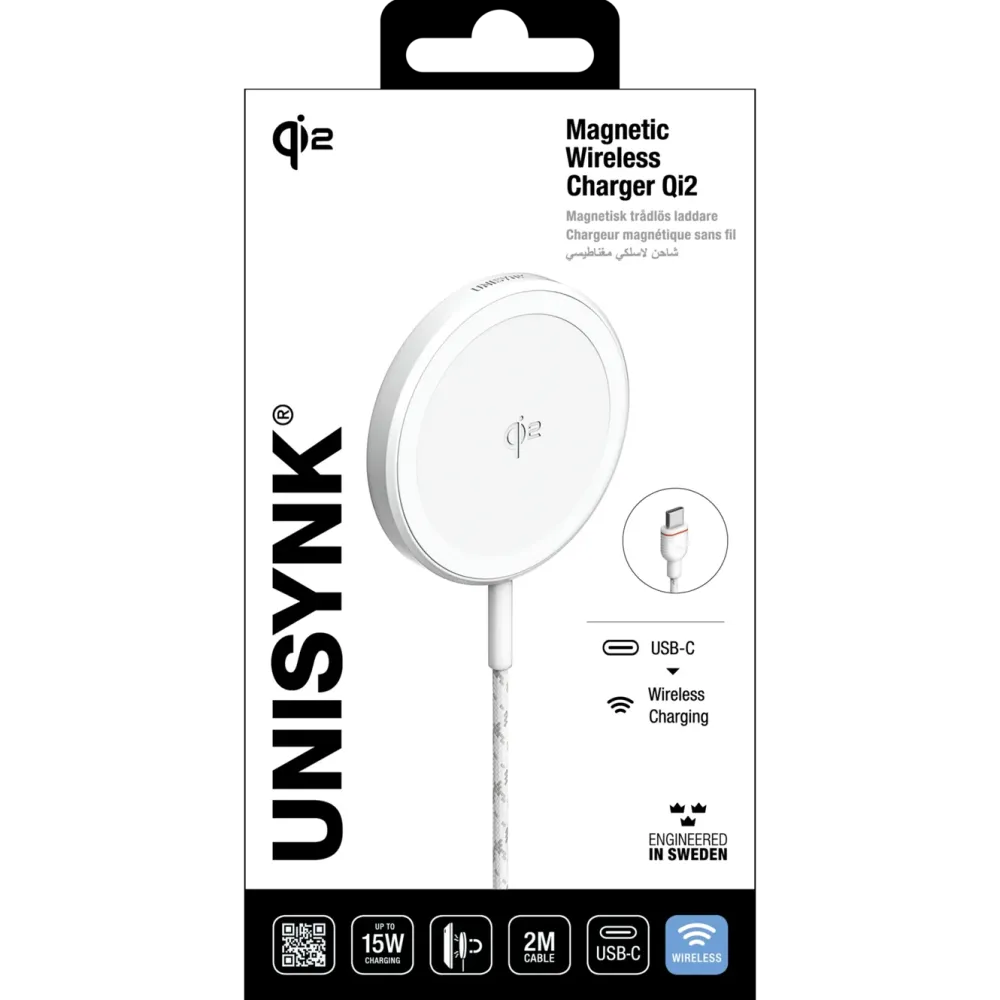 Unisynk Iphone-Tilbehør|Hjemmekontor|Trådløs magnetisk lader med Qi2 15 W