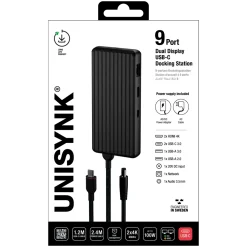 Unisynk Kabler Og Adaptere|Usb|USB-C-dokkingstasjon 9 porter 4K for to skjermer