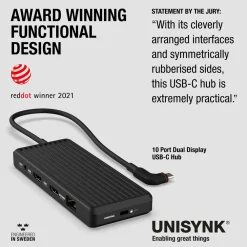 Unisynk Kabler Og Adaptere|Usb|USB-C-Hub 10 porter for to skjermer Windows