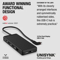 Unisynk Kabler Og Adaptere|Usb|USB-C-Hub 10 porter for to skjermer Windows