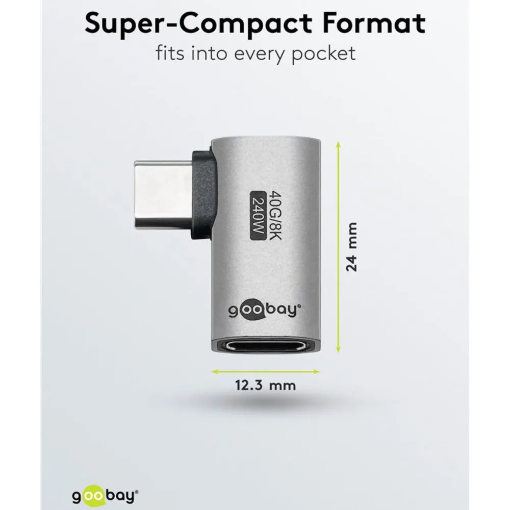 Kjell Hdmi|Kabler Og Adaptere|USB-C-adapter med 90° horisontal vinkel – USB4