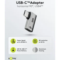 Kjell Hdmi|Kabler Og Adaptere|USB-C-adapter med 90° horisontal vinkel – USB4