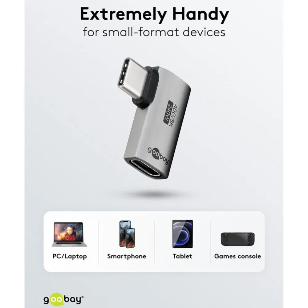 Kjell Hdmi|Kabler Og Adaptere|USB-C-adapter med 90° horisontal vinkel – USB4
